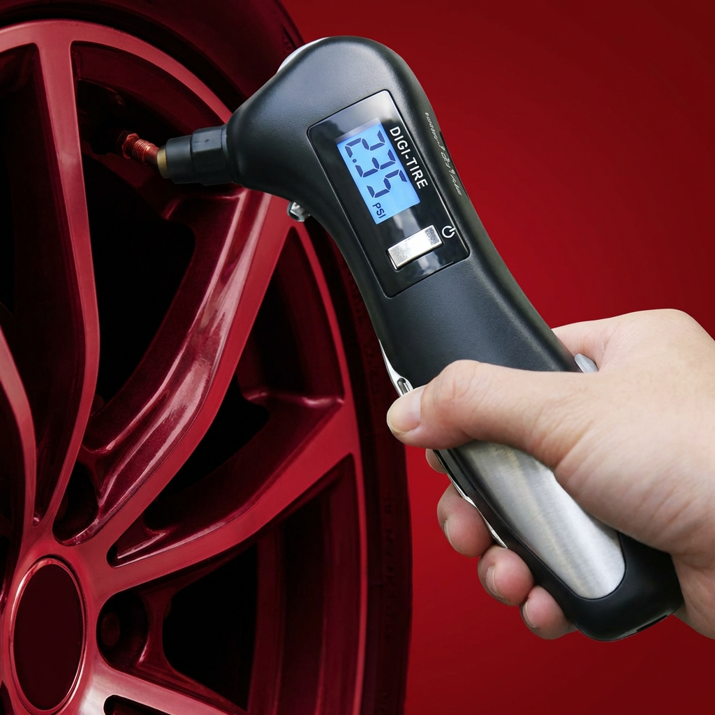 Digital Tire Gauge & Emergency Multi-Tool
